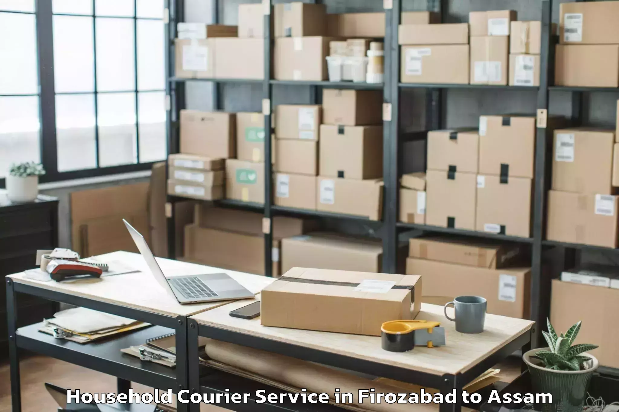 Top Firozabad to Rajakhat Banekuchi Household Courier Available